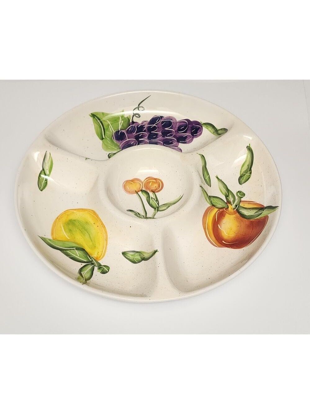 Vigor Vintage Ceramic Porcelain Divided Fruit Themed Dish 14 1/2 Wide x 2" Deep